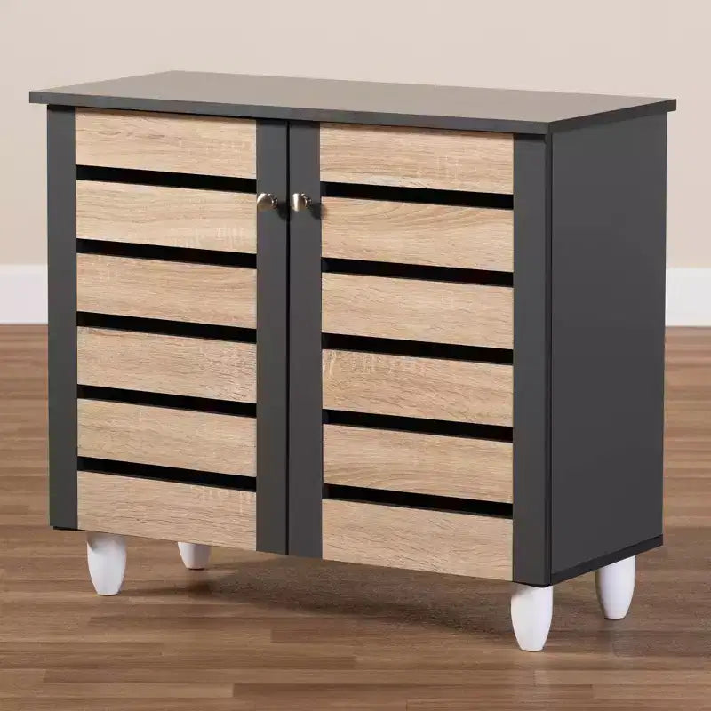 Gisela 2 - Mobile scarpiera a porta grigio scuro - Baxton Studio: MDF e plastica indipendenti, contiene 9 paia