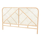 approx. 152 × 203 cm mattress size Walid Rattan Standalone Headboard Natural Brown: No Assembly, Spot Clean, Freestanding Design