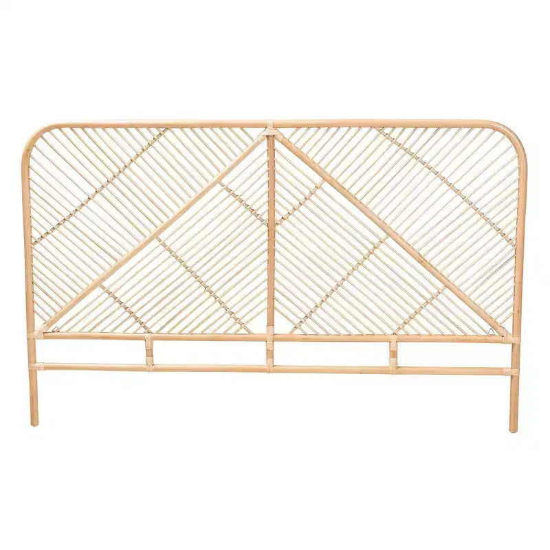 Natural Brown Freestanding Rattan Headboard, for 152 × 203 cm Mattress