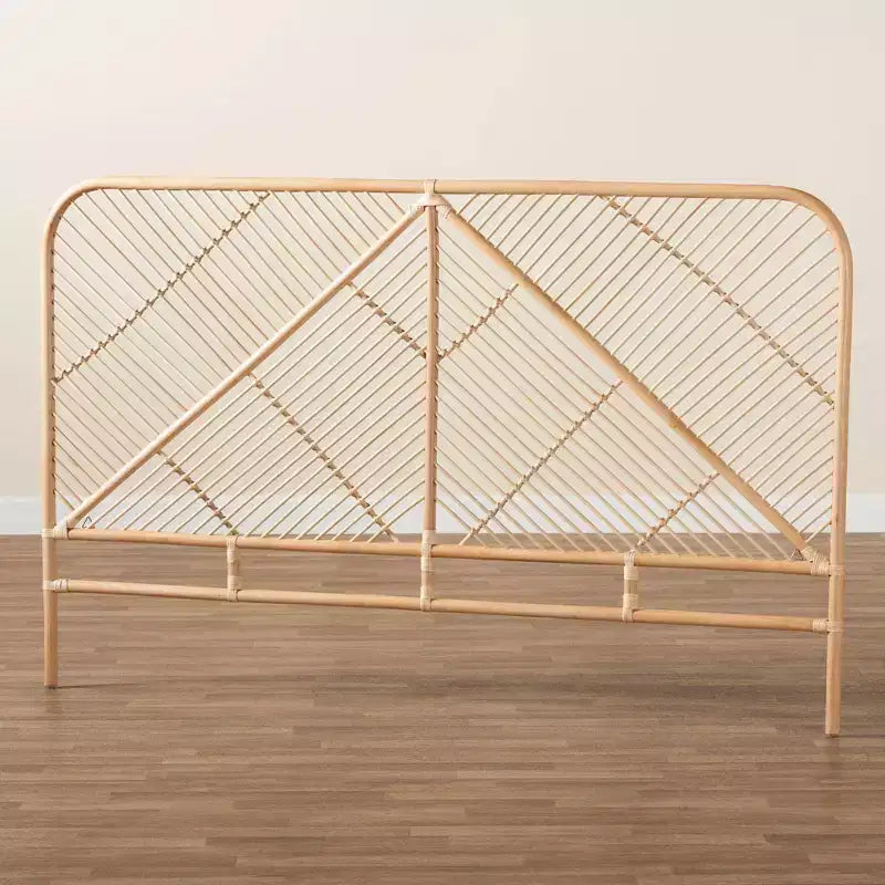 Natural Brown Freestanding Rattan Headboard, for 152 × 203 cm Mattress