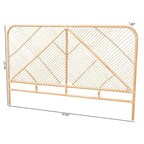 Natural Brown Freestanding Rattan Headboard, for 152 × 203 cm Mattress