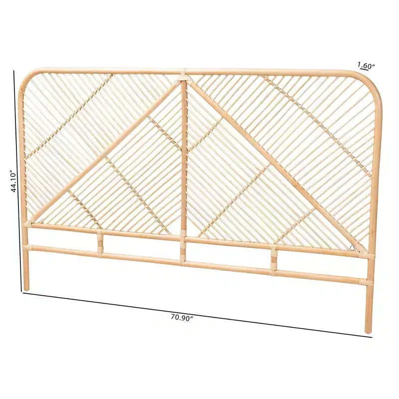 Natural Brown Freestanding Rattan Headboard, for 152 × 203 cm Mattress