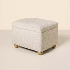 Natural Brown Upholstered Storage Ottoman with Hinged Lid