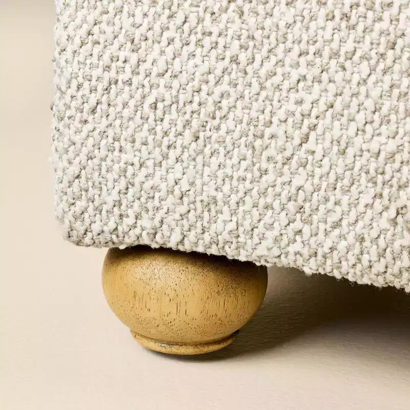 Natural Brown Upholstered Storage Ottoman with Hinged Lid