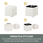 Pouf singolo Park Avenue Designs4Comfort con sgabello e vassoio reversibile - Breighton Home