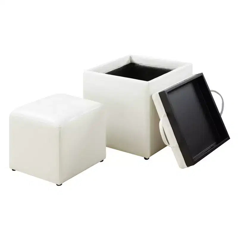 Pouf singolo Park Avenue Designs4Comfort con sgabello e vassoio reversibile - Breighton Home