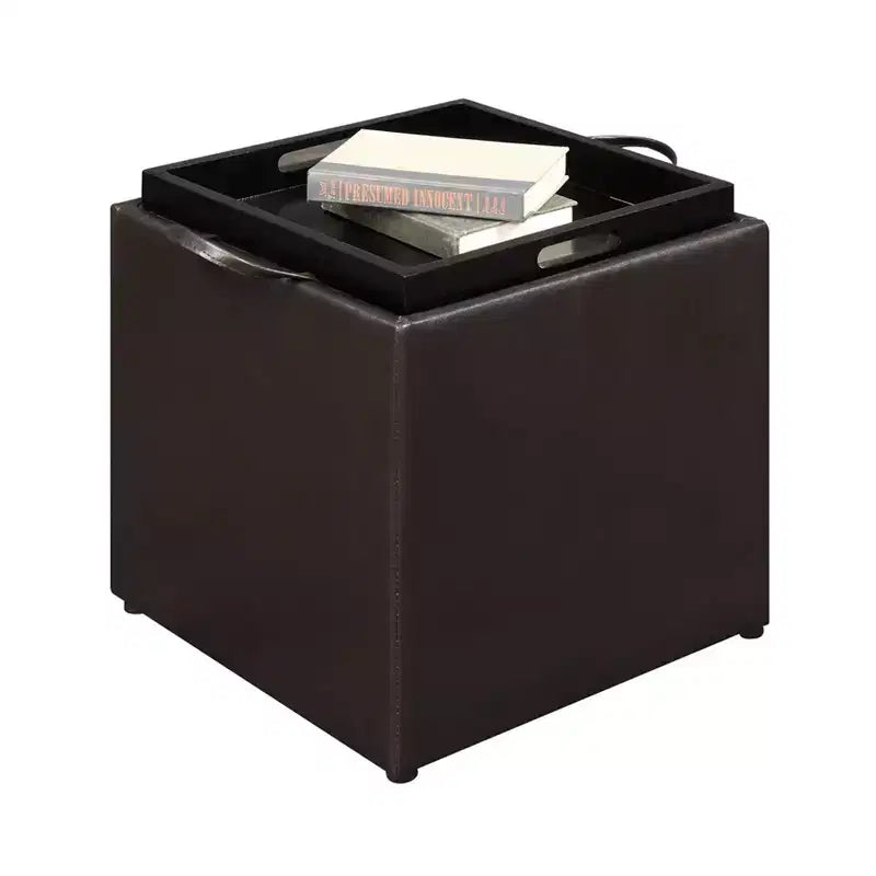 Pouf singolo Park Avenue Designs4Comfort con sgabello e vassoio reversibile - Breighton Home