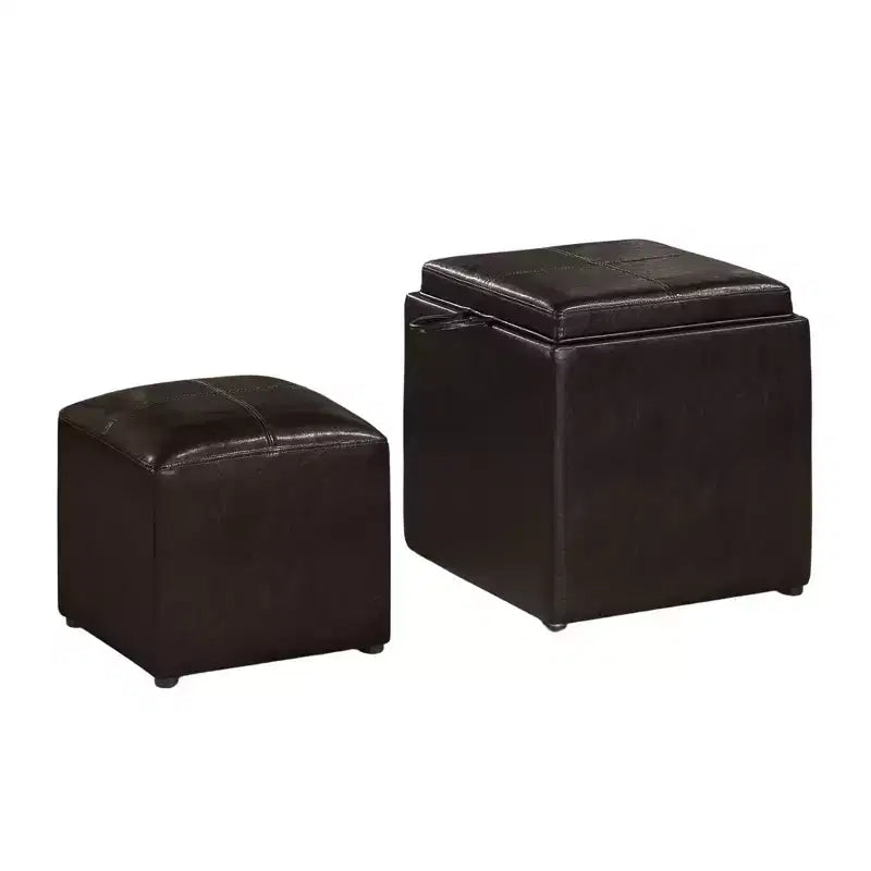 Pouf singolo Park Avenue Designs4Comfort con sgabello e vassoio reversibile - Breighton Home