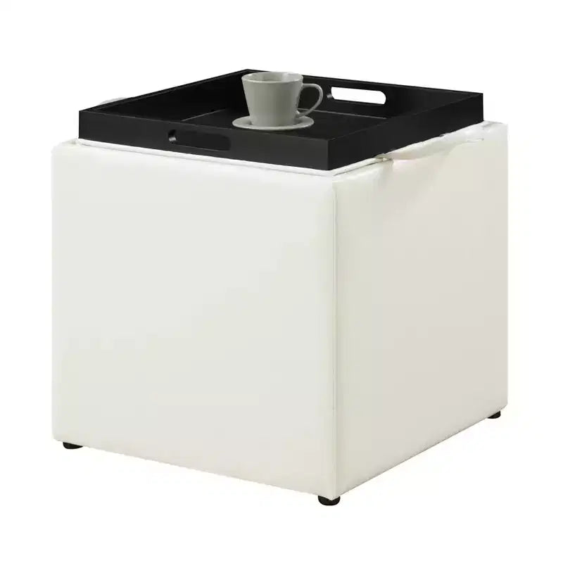 Pouf singolo Park Avenue Designs4Comfort con sgabello e vassoio reversibile - Breighton Home