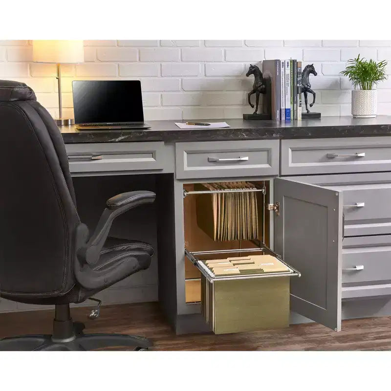 Rev-A-Shelf Sistema di organizzazione per schedari a 2 ripiani da 14.5 per armadi di base per documenti formato Letter e Legal per l'ufficio o la casa, cromato, RAS-FD-KIT