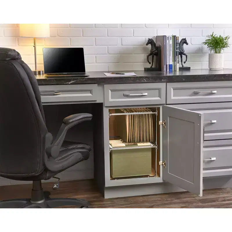 Rev-A-Shelf Sistema di organizzazione per schedari a 2 ripiani da 14.5 per armadi di base per documenti formato Letter e Legal per l'ufficio o la casa, cromato, RAS-FD-KIT