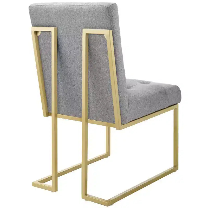 Sedia da pranzo di design in acciaio inossidabile dorato con rivestimento in tessuto Privy - Modway