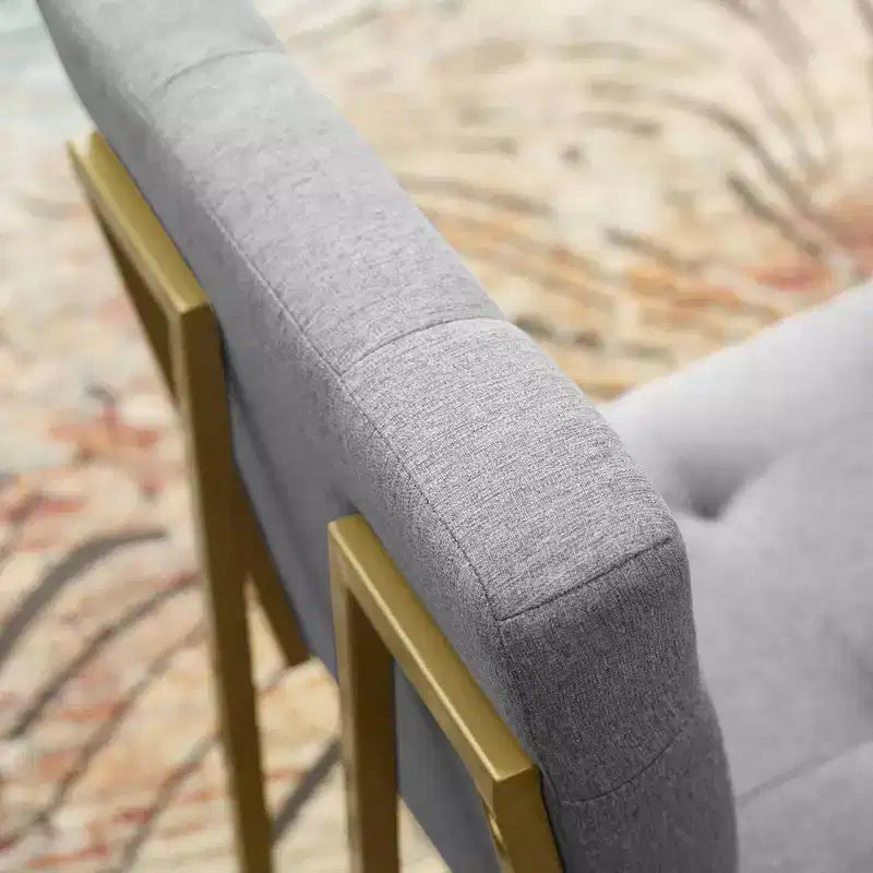 Sedia da pranzo di design in acciaio inossidabile dorato con rivestimento in tessuto Privy - Modway