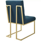 Sedia da pranzo di design in acciaio inossidabile dorato con rivestimento in tessuto Privy - Modway