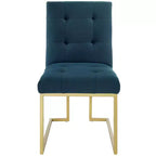 Sedia da pranzo di design in acciaio inossidabile dorato con rivestimento in tessuto Privy - Modway