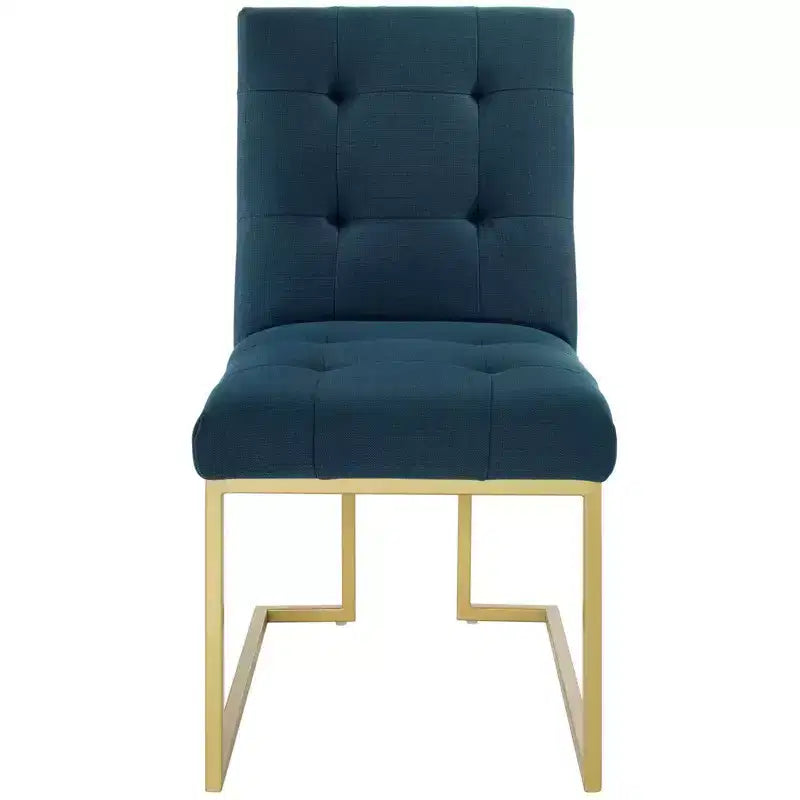 Sedia da pranzo di design in acciaio inossidabile dorato con rivestimento in tessuto Privy - Modway