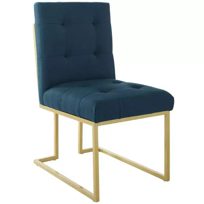 Sedia da pranzo di design in acciaio inossidabile dorato con rivestimento in tessuto Privy - Modway