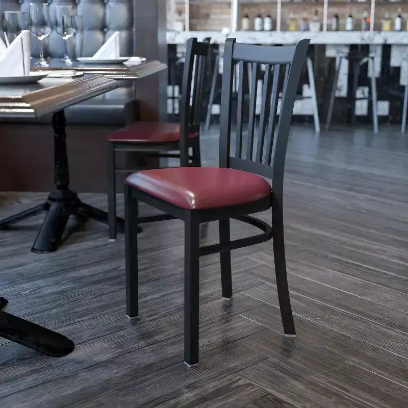Flash Furniture Black Vertical Back Metal Restaurant Chair