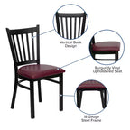 Flash Furniture Black Vertical Back Metal Restaurant Chair