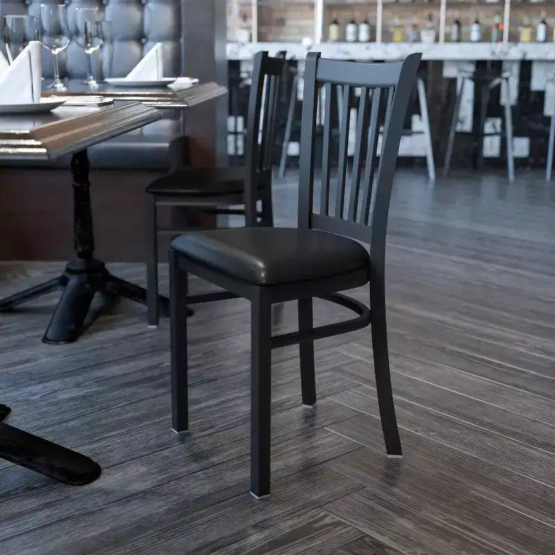 Flash Furniture Black Vertical Back Metal Restaurant Chair
