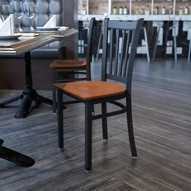 Flash Furniture Black Vertical Back Metal Restaurant Chair