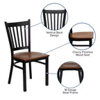 Flash Furniture Black Vertical Back Metal Restaurant Chair