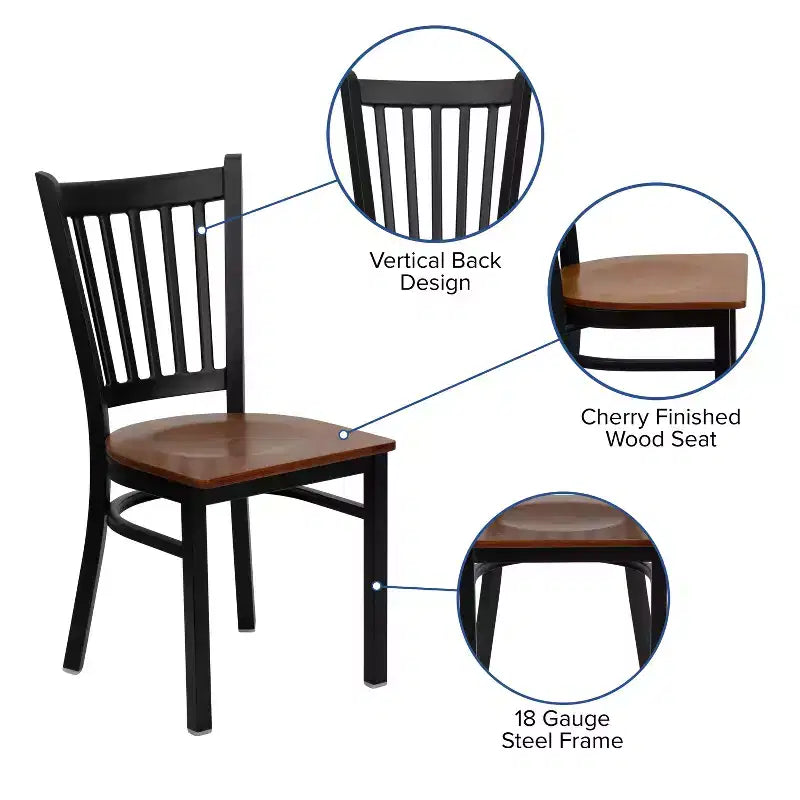 Flash Furniture Black Vertical Back Metal Restaurant Chair