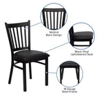 Flash Furniture Black Vertical Back Metal Restaurant Chair