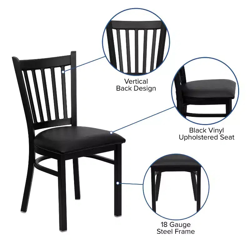 Flash Furniture Black Vertical Back Metal Restaurant Chair