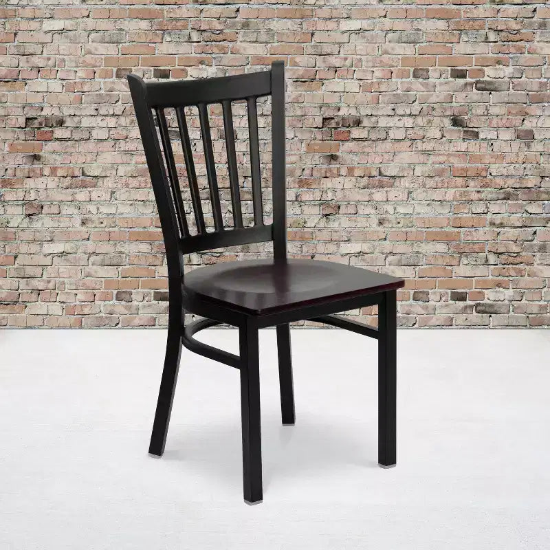 Flash Furniture Black Vertical Back Metal Restaurant Chair