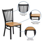 Flash Furniture Black Vertical Back Metal Restaurant Chair