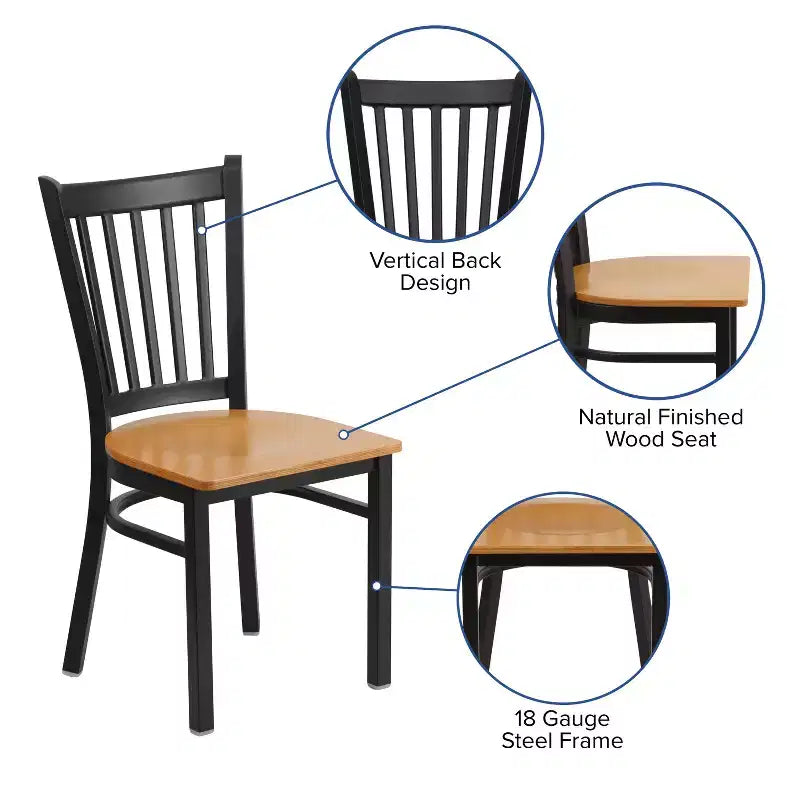 Flash Furniture Black Vertical Back Metal Restaurant Chair