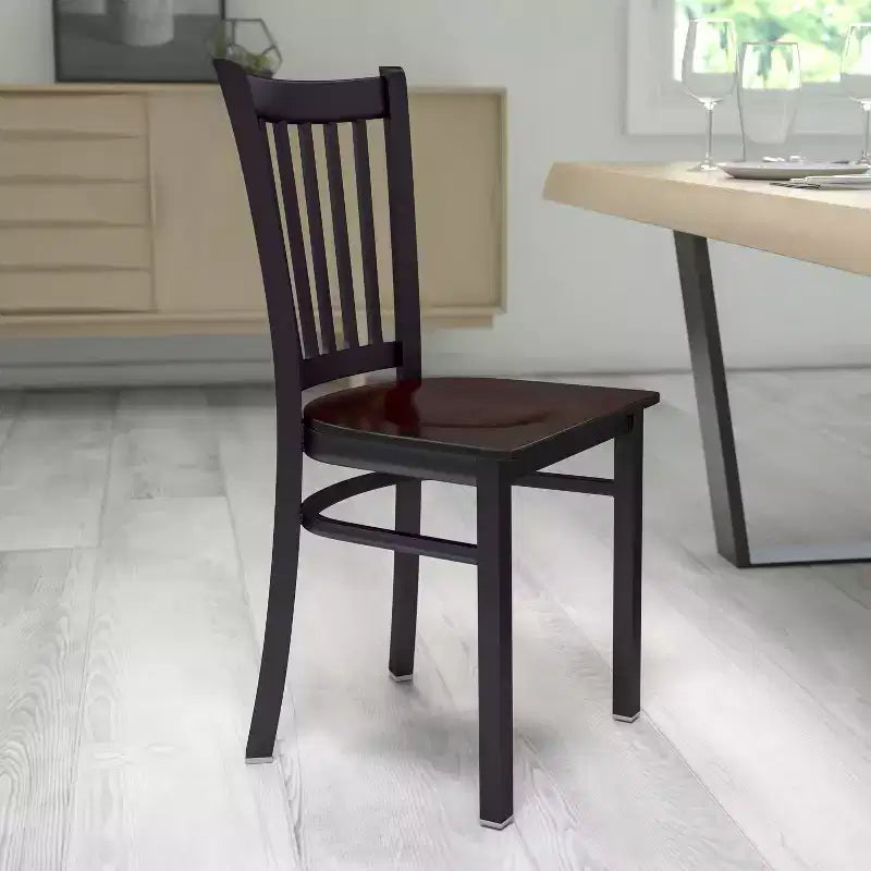 Flash Furniture Black Vertical Back Metal Restaurant Chair