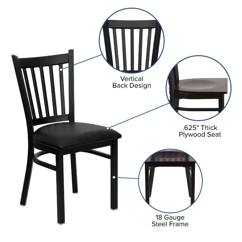 Flash Furniture Black Vertical Back Metal Restaurant Chair