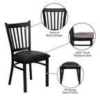 Flash Furniture Black Vertical Back Metal Restaurant Chair
