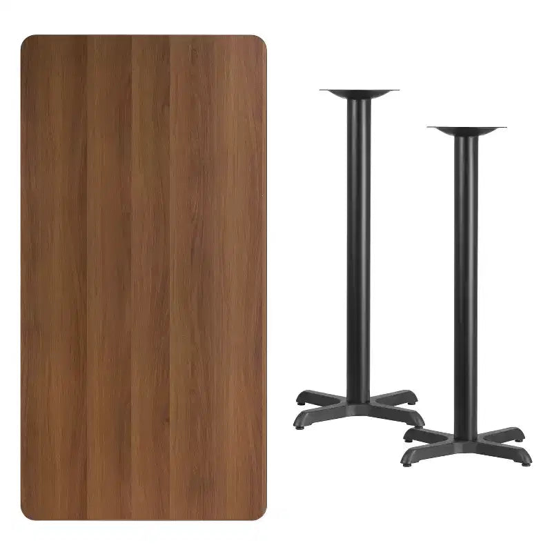 Flash Furniture 30'' x 60'' Rectangular Laminate Table Top with 22'' x 22'' Bar Height Table Bases