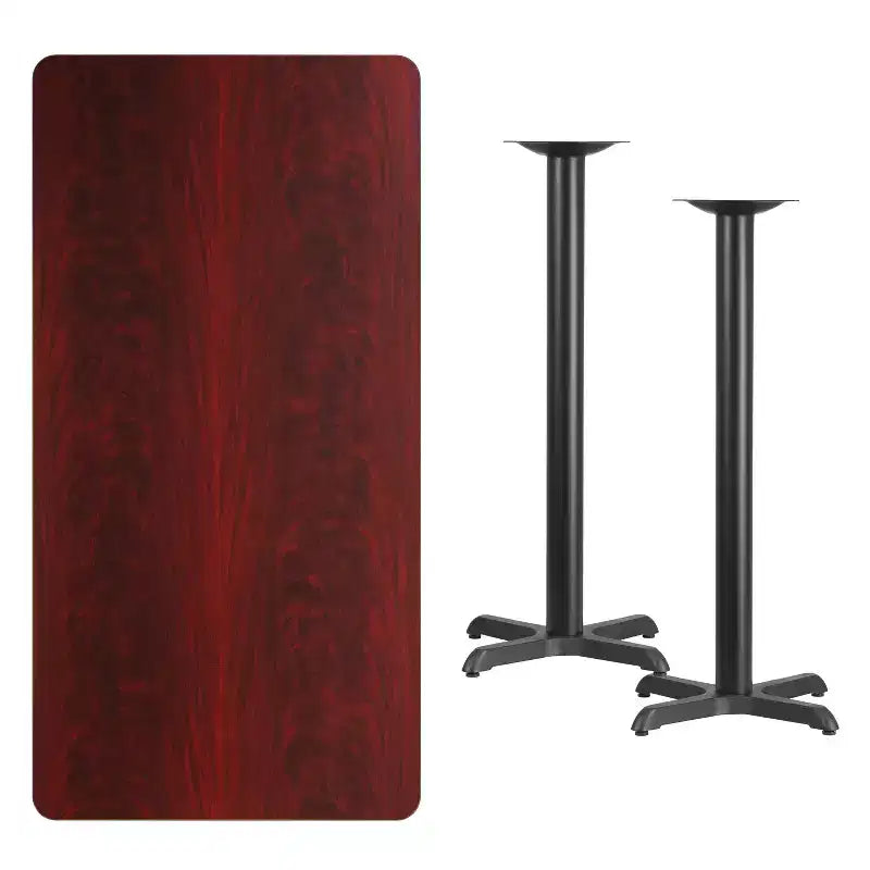 Flash Furniture 30'' x 60'' Rectangular Laminate Table Top with 22'' x 22'' Bar Height Table Bases