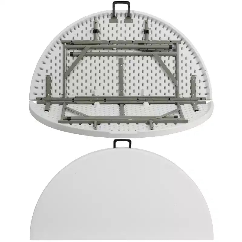 Flash Furniture Freeman 4-Foot Round Bi-Fold Granite White Plastic Banquet and Event Folding Table with Carrying Handle