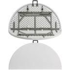 Flash Furniture Freeman 4-Foot Round Bi-Fold Granite White Plastic Banquet and Event Folding Table with Carrying Handle