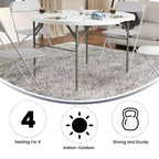 Flash Furniture Freeman 4-Foot Round Bi-Fold Granite White Plastic Banquet and Event Folding Table with Carrying Handle
