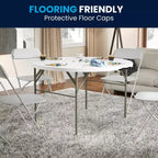 Flash Furniture Freeman 4-Foot Round Bi-Fold Granite White Plastic Banquet and Event Folding Table with Carrying Handle