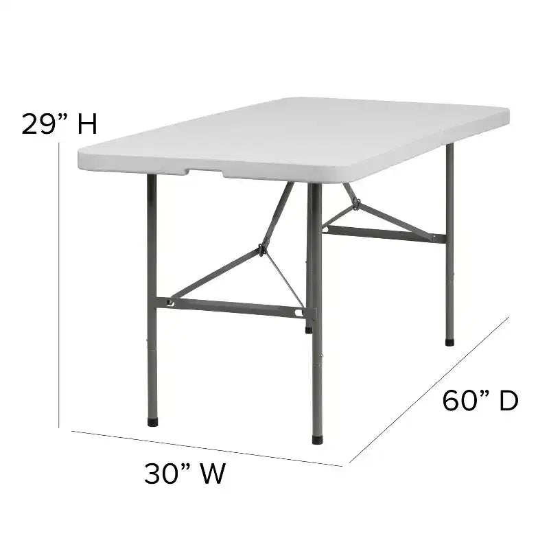 Tavolo pieghevole in plastica Flash Furniture bianco effetto granito, bi-fold, 1,5 m