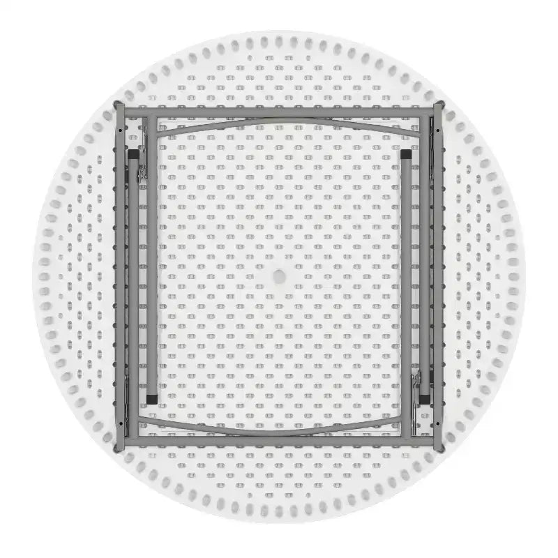 Flash Furniture Tavolo Pieghevole Rotondo da 120 cm in Plastica Bianca Effetto Granito