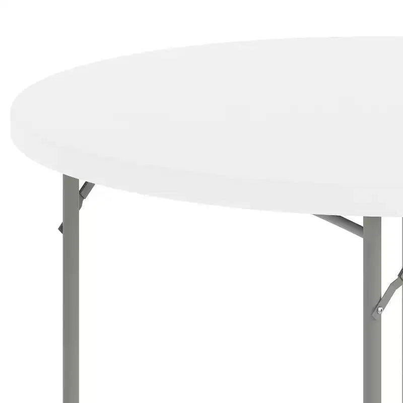 Flash Furniture Tavolo Pieghevole Rotondo da 120 cm in Plastica Bianca Effetto Granito