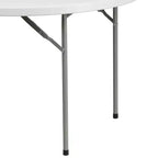 Flash Furniture Tavolo Pieghevole Rotondo da 120 cm in Plastica Bianca Effetto Granito