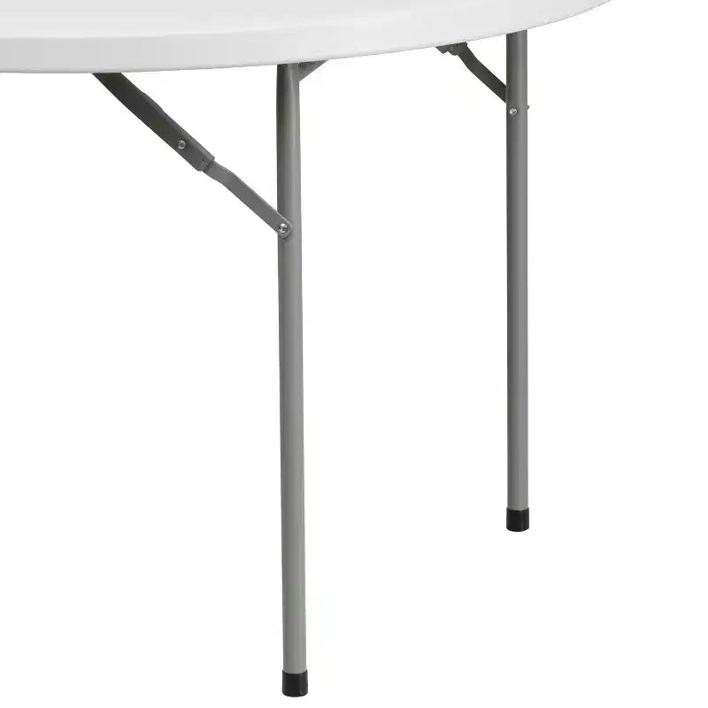 Flash Furniture Tavolo Pieghevole Rotondo da 120 cm in Plastica Bianca Effetto Granito