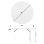Flash Furniture Tavolo Pieghevole Rotondo da 120 cm in Plastica Bianca Effetto Granito