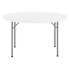 Flash Furniture Tavolo Pieghevole Rotondo da 120 cm in Plastica Bianca Effetto Granito