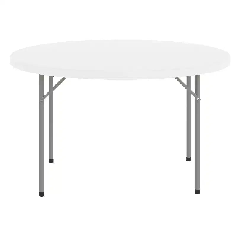 Flash Furniture Tavolo Pieghevole Rotondo da 120 cm in Plastica Bianca Effetto Granito