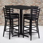 Flash Furniture 24''W x 42''L Rectangular Laminate Table Set with 4 Ladder Back Metal Barstools